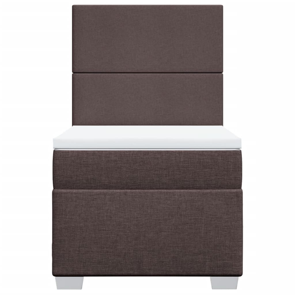 Box Spring Bed with Mattress Dark Brown 100 x 200 cm Fabric