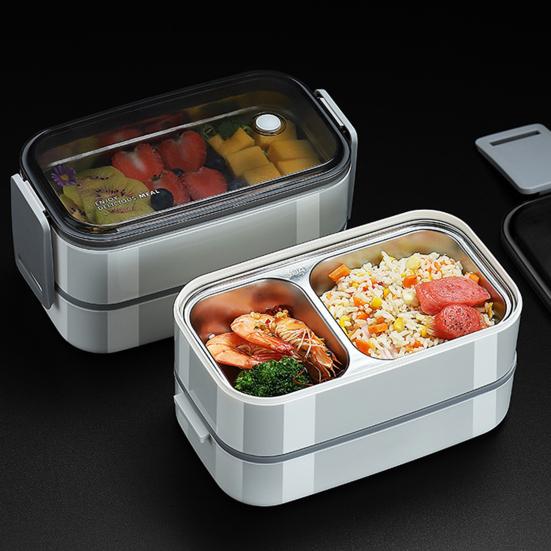 Контейнер для обеда. Безопасный для микроволновой печи, двухслойный, большой емкости. Решетки без бисфенола А. Бенто. Контейнер для хранения продуктов питания.