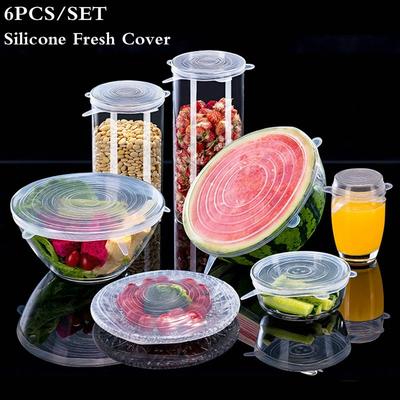 6 шт./компл. силиконовые крышки для сохранения свежести эластичные крышки для пищевых кастрюль блюд кухонные принадлежности ADM