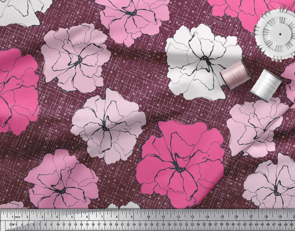 Soimoi Японский креп-атласная ткань с гвоздикой и цветочным принтом, швейная ткань, метр 42 дюйма