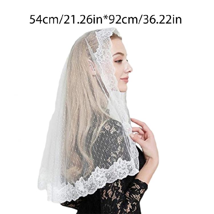 Белые простые вуали кружевные традиционные для мессы треугольные мантилья вуали для женщин для религиозного мероприятия
