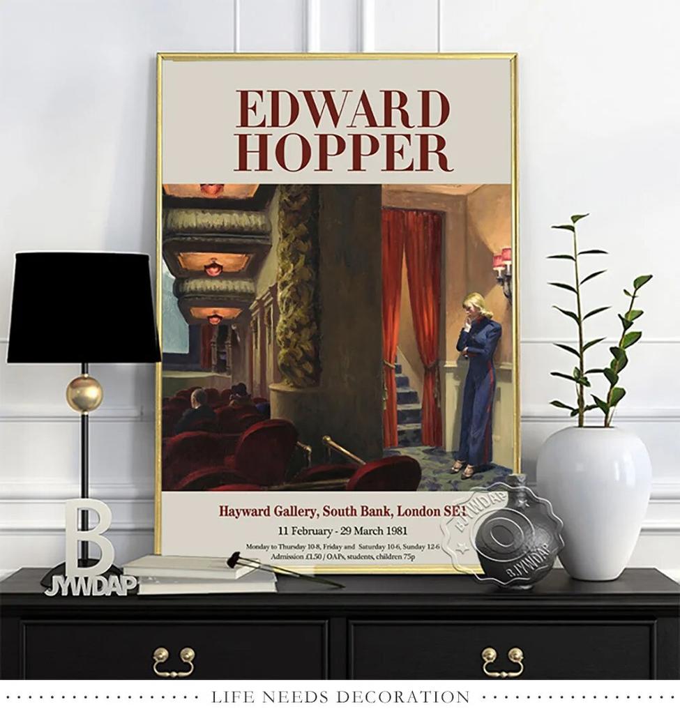 Плакат выставки Эдварда Хоппера, Художественные репродукции «Утреннее солнце», Настенная картина «Ночные ястребы», Настенное искусство с пейзажем из современной американской жизни без рамки