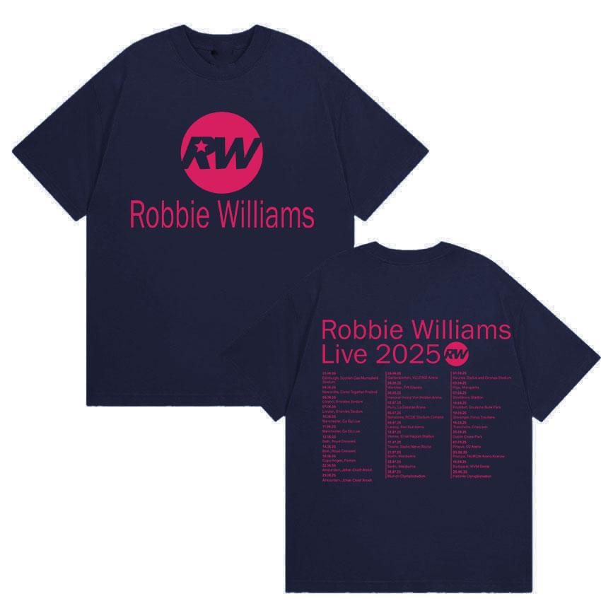 Футболка Robbie Williams Live Pw Tour 2025 Мужская Женская Повседневная Уютная Хлопковая Футболка с Коротким Рукавом Мода Харадзюку Винтажные Футболки