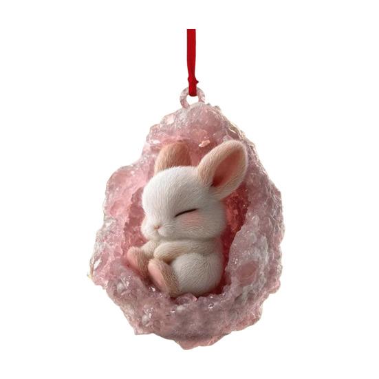 Geode Animal Christmas Ornament 2D Acrylic Crystal Cave Little Forest Animals Hanging Ornament for Xmas Tree Holiday Home Party Decor