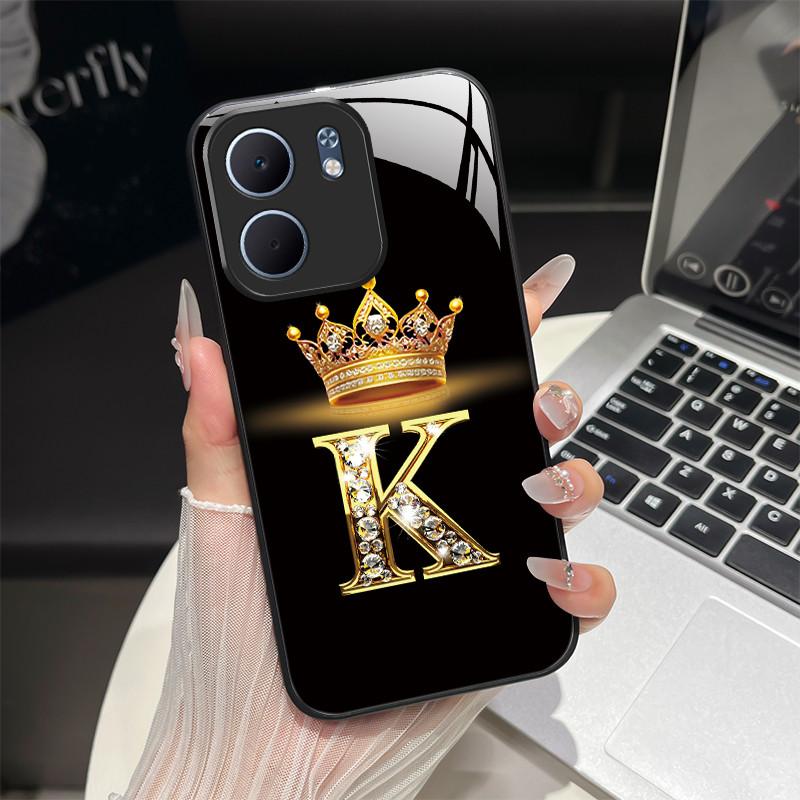 Чехол для OPPO A5X 4G 5G CPH2725 Модный дизайн с буквами Жесткие закаленные стеклянные задние крышки Для OppoA5X A 5X Ударопрочный корпус телефона