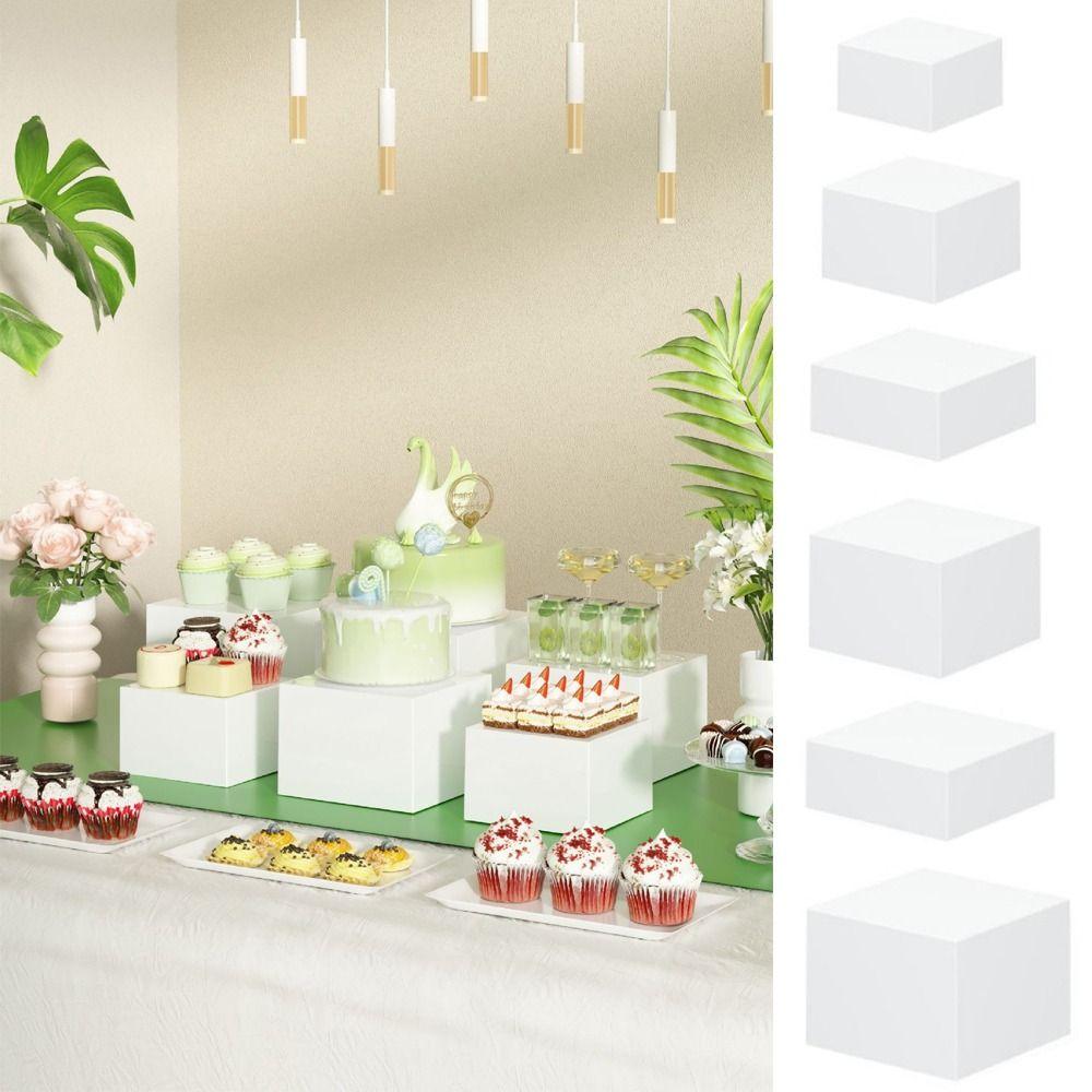 6pcs/set Square Buffet Riser Table Display Stand  For Party Wedding Toy Figure Jewelry Display