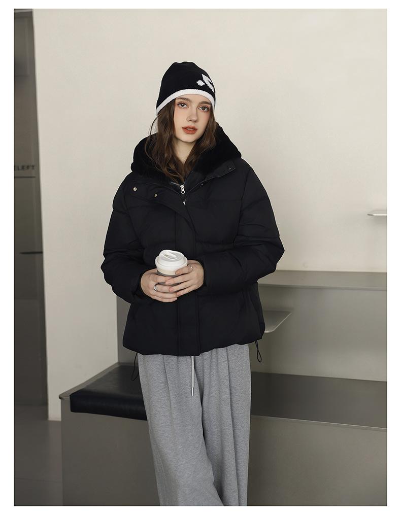 Искусственный норковый велюр, имитация двух предметов, худи со стежкой, короткая куртка-пуховик