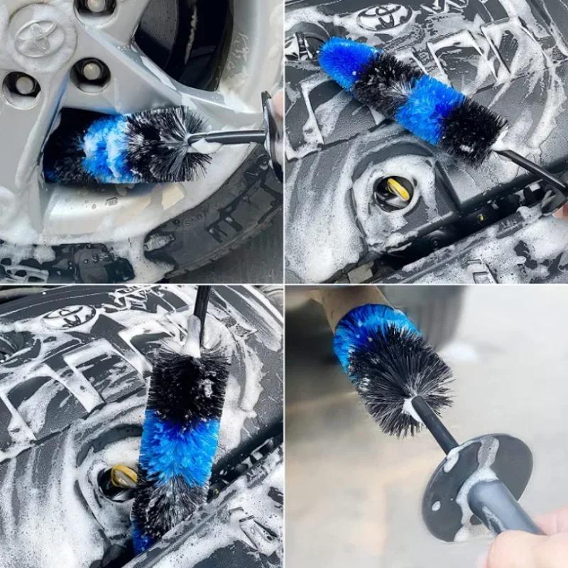Многофункциональная щетка для чистки колес автомобиля, с длинной мягкой ручкой, для дисков, ступиц, из микрофибры, для деталей шин, авто, мотоциклов, мойка, Амаги