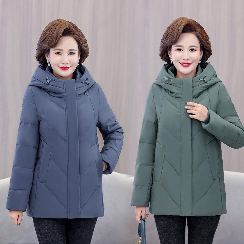 Торговый центр пуховик для мам среднего возраста, женская зимняя куртка нового стиля, куртка средней длины для людей среднего возраста и пожилых людей