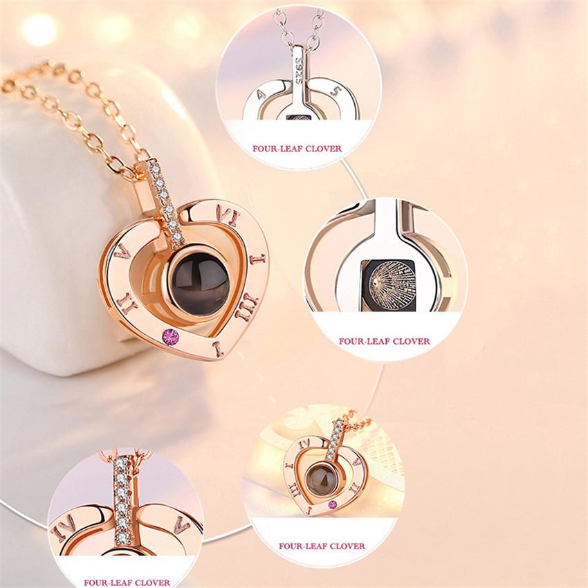 Projection Necklace 100 Languages I Love You Pendant Necklaces For Lover Girlfriend Creative Couple Romantic Jewelry Gifts