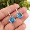Серьги с голубым топазом Swiss Blue Topaz Gemstone Earring, 925 Solid Sterling Silver Earrings Jewelry Handmade Earrings, Silver Jewelry For Gift