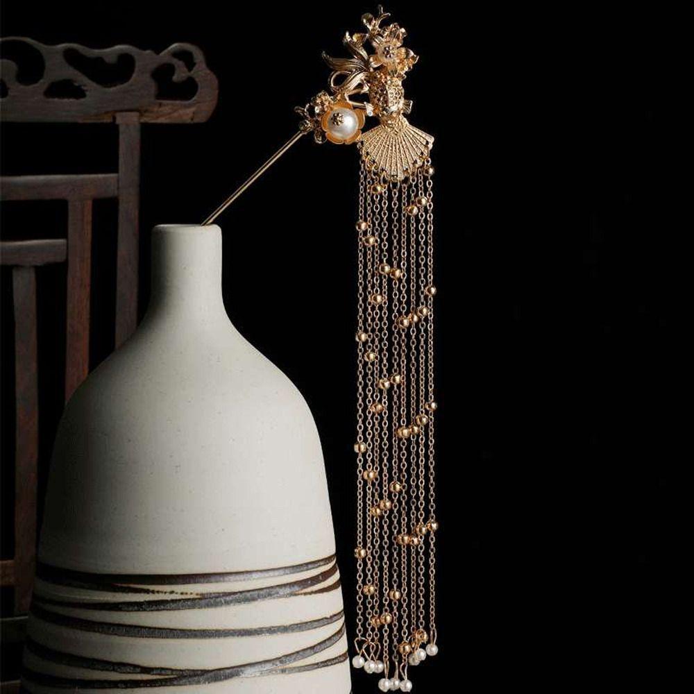 Hair Combs Butterfly Tassel Bridal Wedding Jewelry Set Chinese Style Crown Hair Stick Earrings