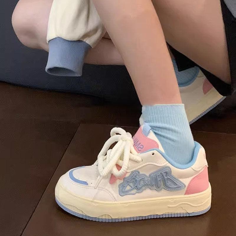 Обувь Harajuku для женщин, дизайнерские спортивные повседневные кроссовки на платформе из искусственной кожи, удобная обувь для бега на открытом воздухе