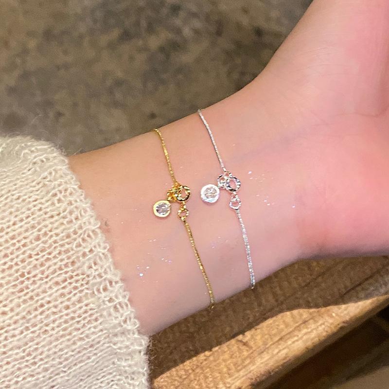 Simplicity 316L Stainless Steel Snake Bone Chain Bracelet for Women Round Zircon Charm Link Bracelets Jewelry Wholesale