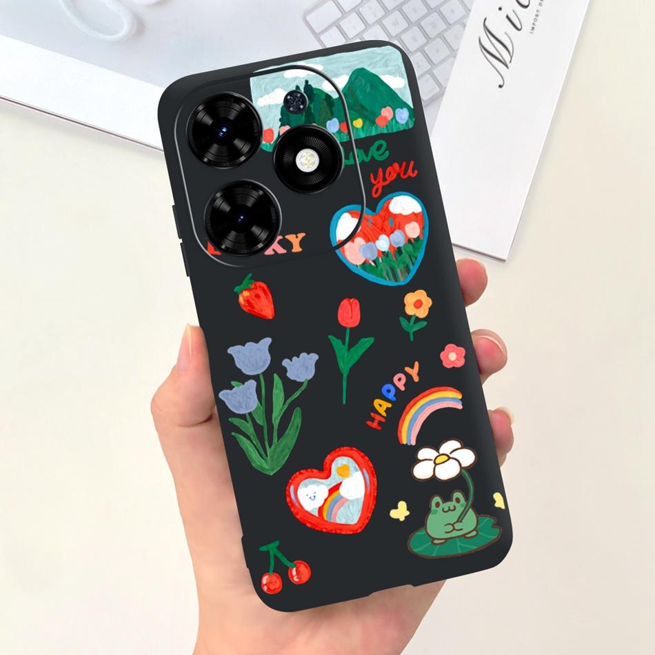 Чехол для Tecno Spark Go 2024 Милый Цветочный Узор Сердечки Конфетный Цвет Мягкий Силикон Тонкая Задняя Крышка Телефона Для Spark Go (2024) BG6