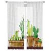 Cactus Plant Flower Tulle Curtains for Bedroom Hall Living Room Decor Chiffon Curtain for Balcony Kitchen Home Drapes