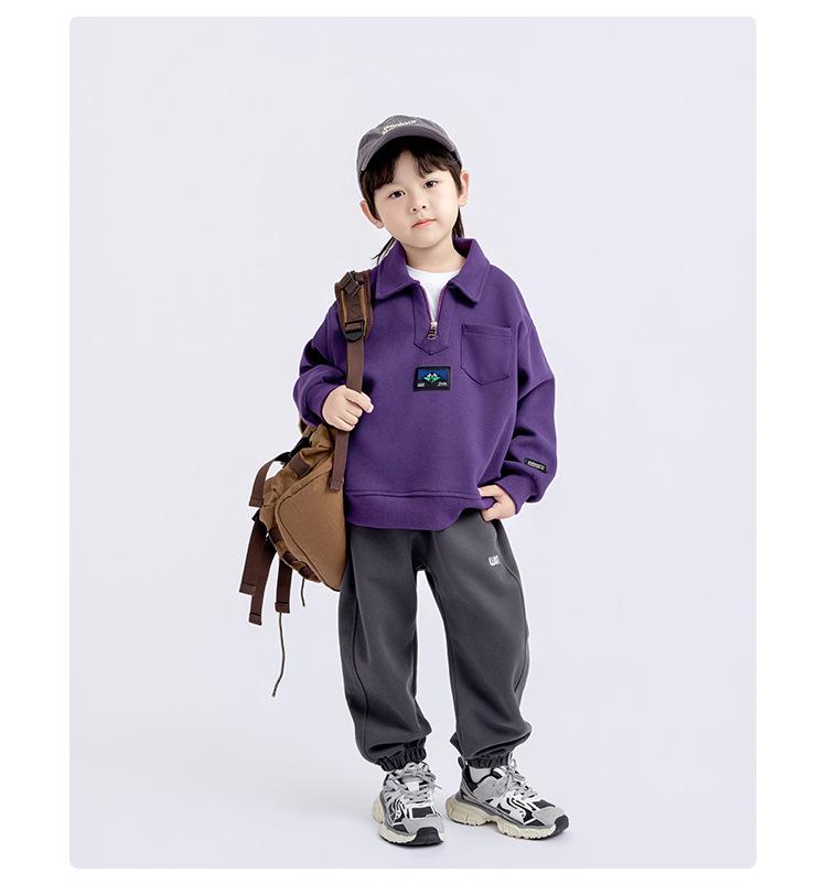 Boys' Turn-Down Collar Sweatshirt - 2025 Spring/Autumn Fashion, Long-Sleeved Pullover for Children