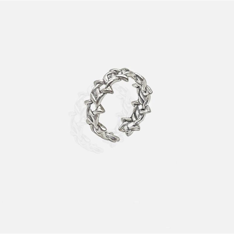 Adjustable Open Ring Men Women Sterling Geometric Star Motif Vintage Minimalist Jewelry