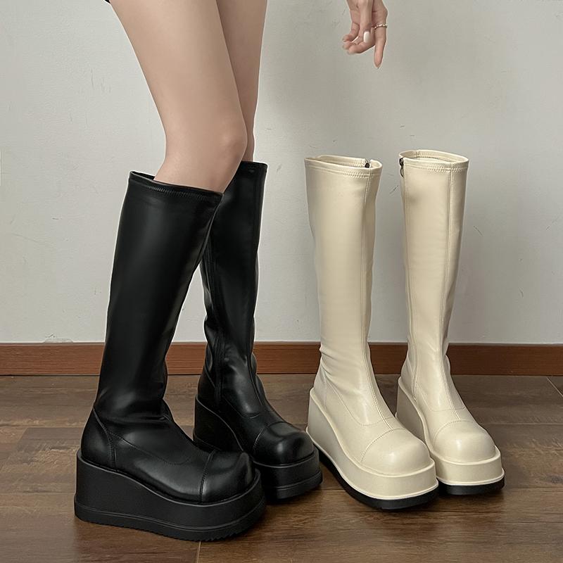 Platform Chunky Style Women Knee High Boots Fashion Ladies Thick Bottom Long Booties Autumn Winter Women's Shoes