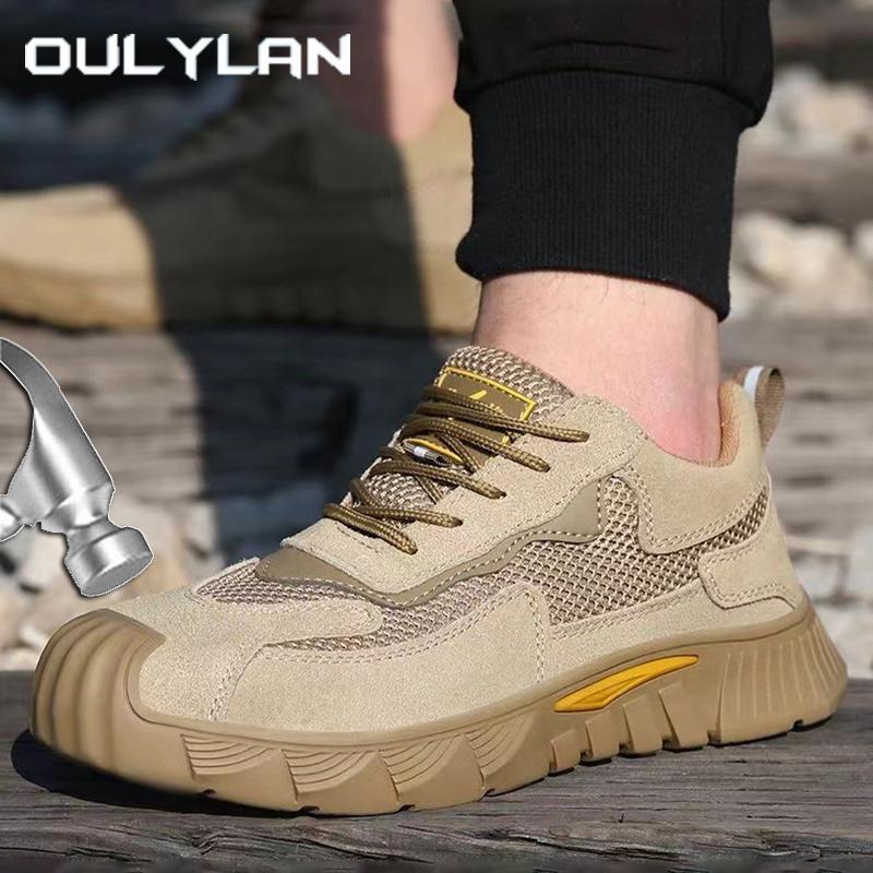 Oulylan Outdoor Mesh Breathable Workshoes Summer Wear Resistant Labor Footwear Solid Color Anti Puncture Safety Boots 38-46