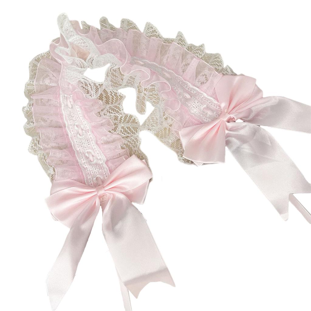 Subculture Lace Trim Hairband Anime Costume Hairband for Women Girl Party Headwrap Y2K Sweet Lace Bowknot Wide Headband