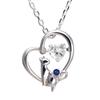 Necklace for Dancing Choice of Birthstone [Future Angel] Women, Heart, Cat, Stone, Silver, [White] (September Sapphire)