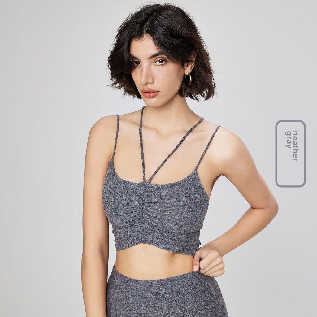 Women's Spring & Summer Sports Vest: Slimming Double Strap Yoga Bra & Nude Fitness Top