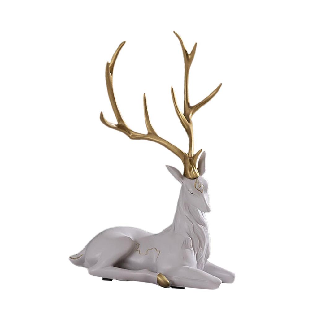 Elk Figurine Collection Resin Tabletop Ornament Animal Sculpture for Cabinet Table Centerpiece Bookshelf Shelf Home Decoration