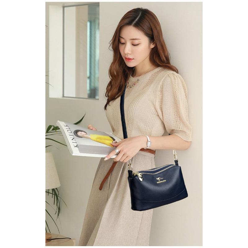 Сумка для мамы среднего возраста, модная сумка на одно плечо с тремя слоями мягкой многослойной женской сумки большой вместимости