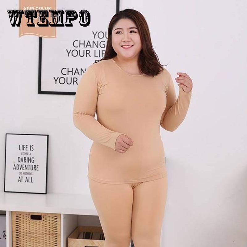 Thermal Underwear Ladies Suit Plus Velvet Plus Bottoming Shirt Qiuyi Long Trousers Thin Extra-large Pajamas