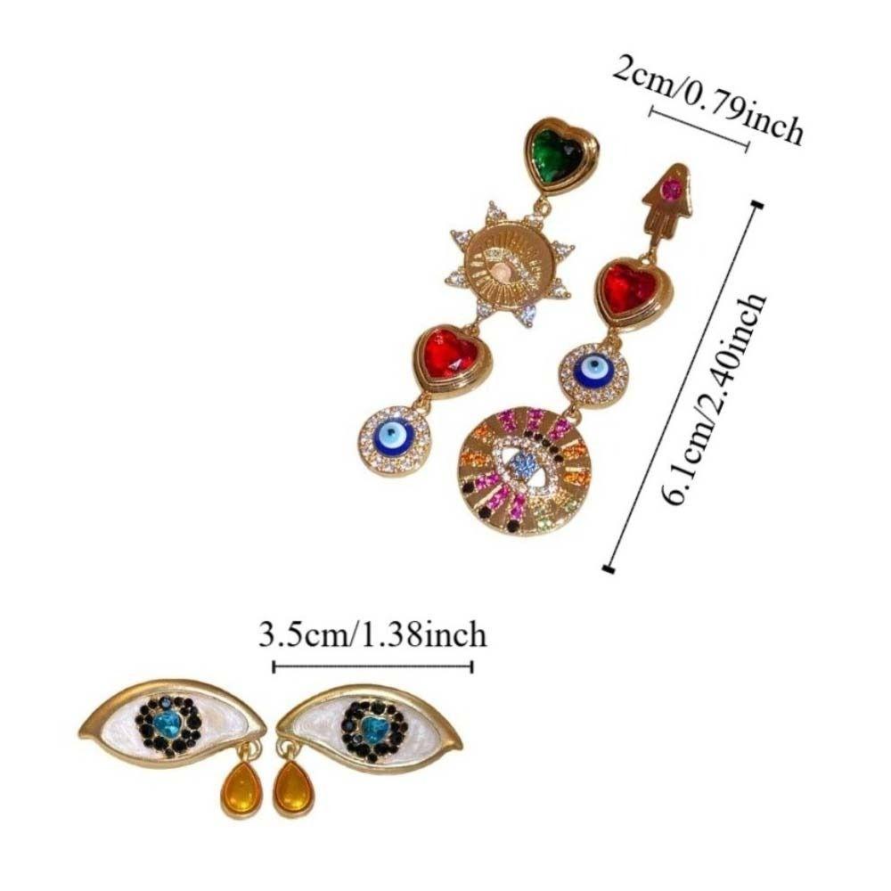 Devil's Eye Bohemian Punk Ear Stud Zircon Vintage Long Drop Earrings Valentine's Day Gift