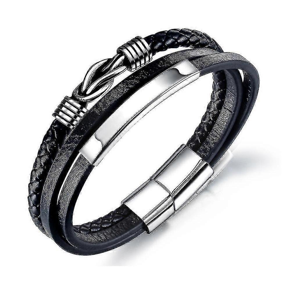 Stainless Steel Leather Braided Bracelet