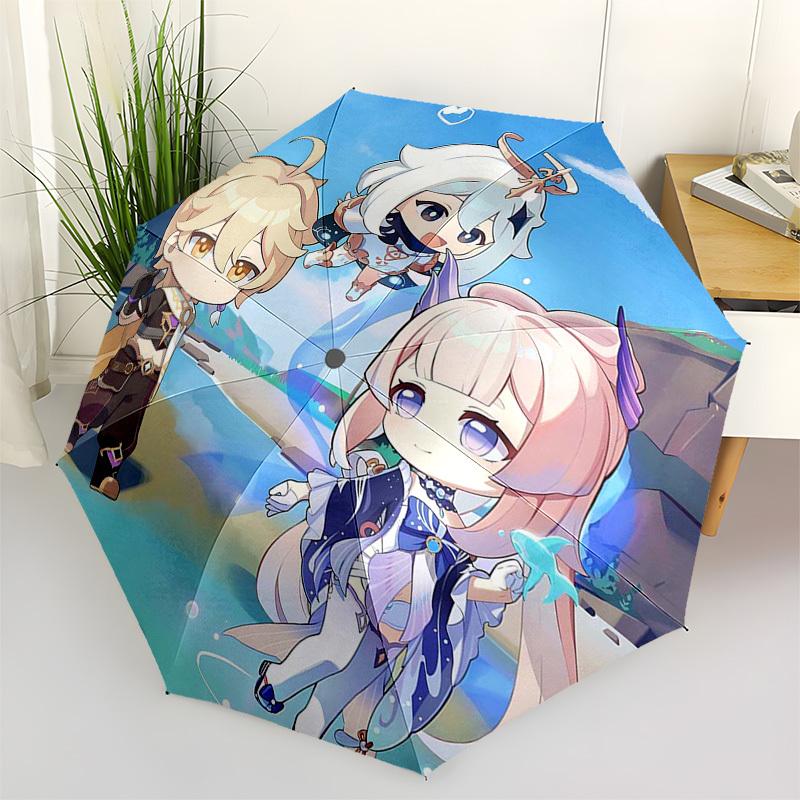 1pc Outdoor Umbrella with Cute Anime Characters - Automatic Opening/Closing Design, Portable 3-Fold Structure, 8-Bone Iron Frame, Perfect Gift fo