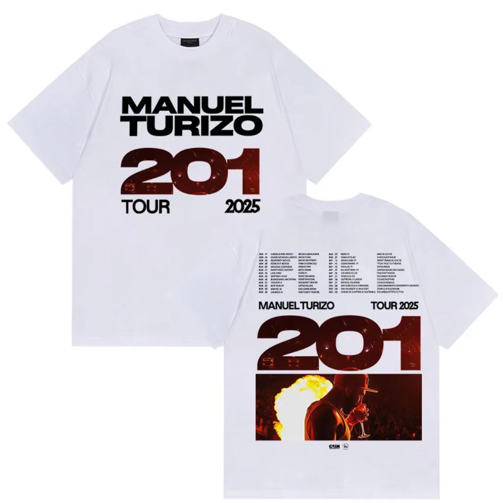 Rapper Manuel Turizo Tour 2025 Merch T Shirt Men's Retro Style Gothic Short Sleeve T-shirts Hip Hop Clothing Cotton Tops Tshirts