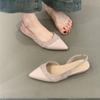 Gentle Fairy Wedge Heels Single Shoes 2025 New French Temperament Elegant Suede Pointed Head Shallow Mouth Rear Empty Commuter Shoes