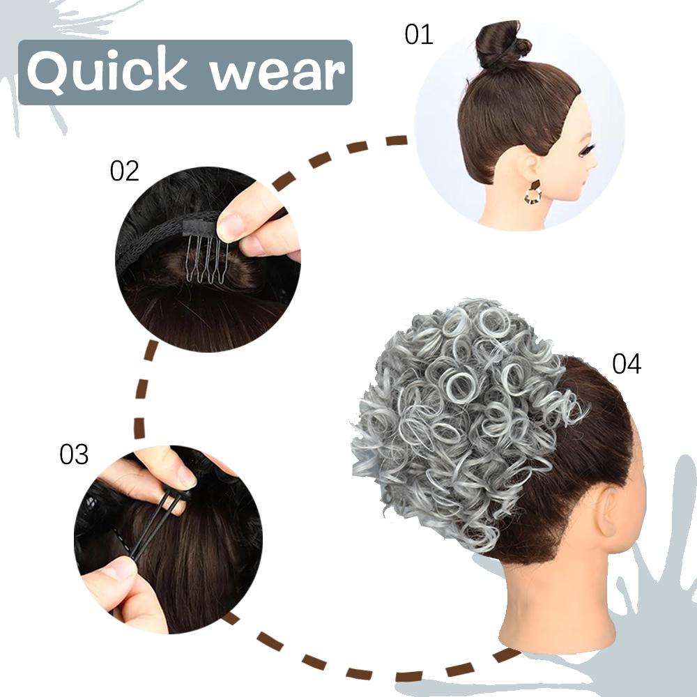 MISSQUEEN Грязные пучки волос, кусок парика, эластичный шнурок, свободная волна, большой вьющийся пучок, 60 г, синтетический короткий серый хвостик для женщин