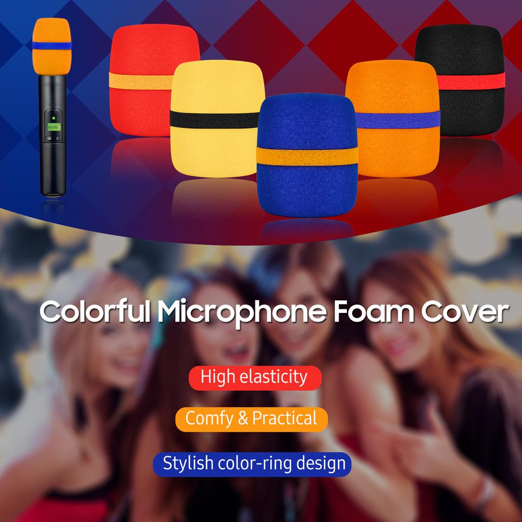 Набор из 5 штук Толстый поролоновый чехол для микрофона Ветрозащита для ручного микрофона Цветной поролоновый чехол для микрофона для караоке, диджея, сцены