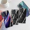 Snake Skin Print Glass Case For Samsung Galaxy A52 A71 A50 A51 A70 A21s A31 A72 A10 A12 A30 A22 5G Phone Cover