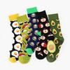 Unisex Fashion High Hosiery Socks Women Men Fruit Sock Avocado Hamburger Cherry Art Cotton Socks