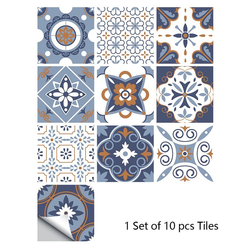 Ретро Абстрактный Принт Наклейки Плитка Ванная Мозаика Виниловая Плитка Кухня Самоклеящаяся Бордюр Наклейки на Стену Водонепроницаемые Обои Арт Мурал