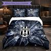 Juventus FC Pattern 3 Pieces Bedding Set Soft Microfiber Duvet Cover with Pillow Cases for Bedroom