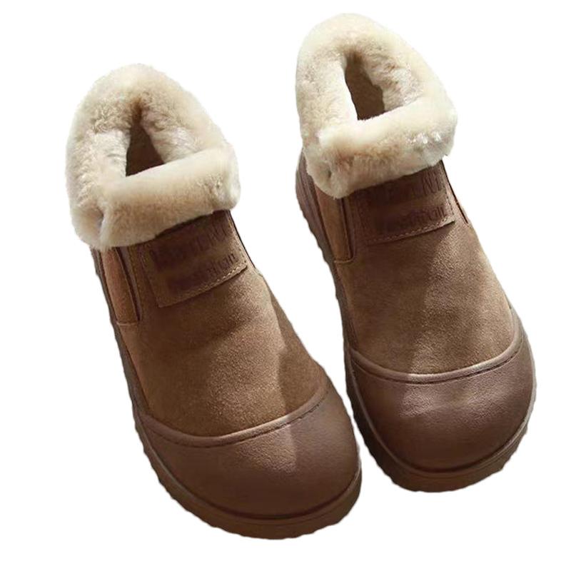 Меховые женские туфли на плоской подошве, зимние ботильоны, замшевые короткие плюшевые повседневные хлопковые туфли 2025 года, дизайнерские зимние прогулочные теплые зимние ботинки Mujer