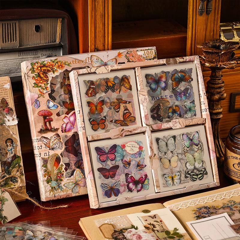 Retro Gift Box Stickers: Creative DIY PET Journal Stickers for Kids