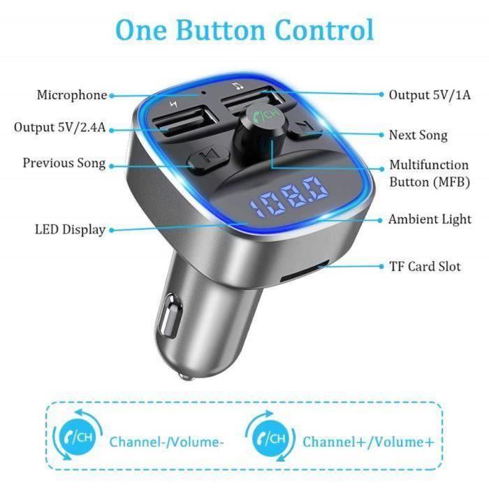 Transmetteur fm bluetooth - non spécifié - adaptateur radio - chargeur voiture - mains libres - sd/usb