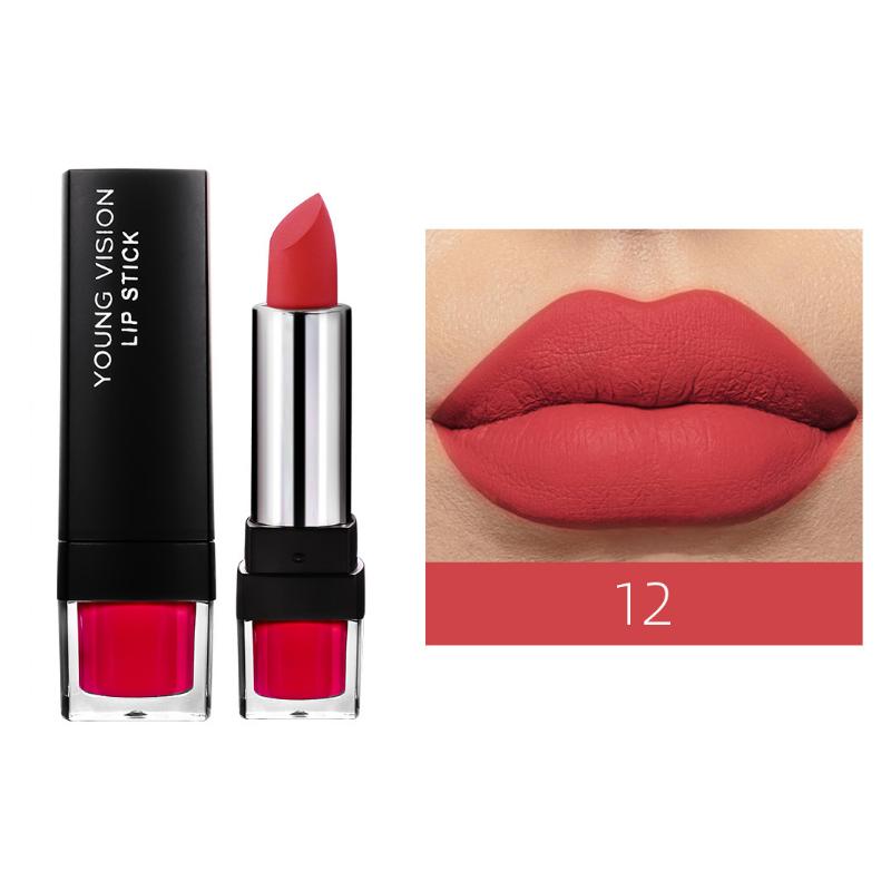 Матовая матовая 12-цветная однотонная помада Velvet Lipstick, которую нелегко приклеить к чашке