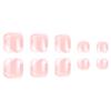 European Pink French White-Edged Fake Toenail Stickers