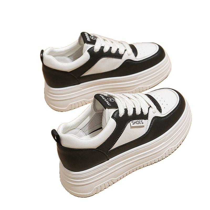 Кожаные белые туфли на скрытой платформе, женская обувь 2025 весна-лето новая, обувь на толстой подошве 7 см в стиле casual