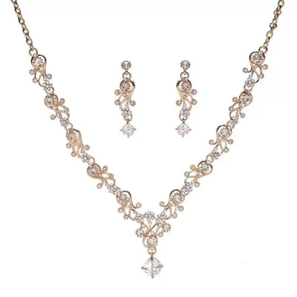 Блестящие Изысканные Ювелирные Наборы Золотое Ожерелье Серьги Набор Свадебные Ювелирные Наборы Свадьба Помолвка