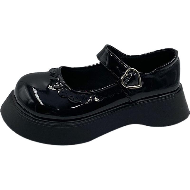 Маленькие кожаные туфли женские весна 2025 новые милые сладкие туфли с большой головой для девочки универсальные на толстой подошве увеличивают рост Мэри Джейн 2