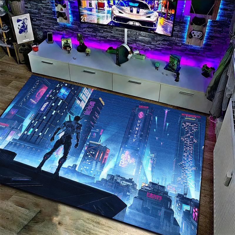 3D Киберпанк Ковер Большой Площади Комната для Киберспорта Спальня Напольный Коврик Кристальный Бархат Домашний Декор Ковер для Гостиной